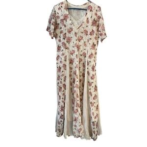 Vintage Nostalgia Floral Lace Maxi‎ Dress Cottagecore Bohemian Women's